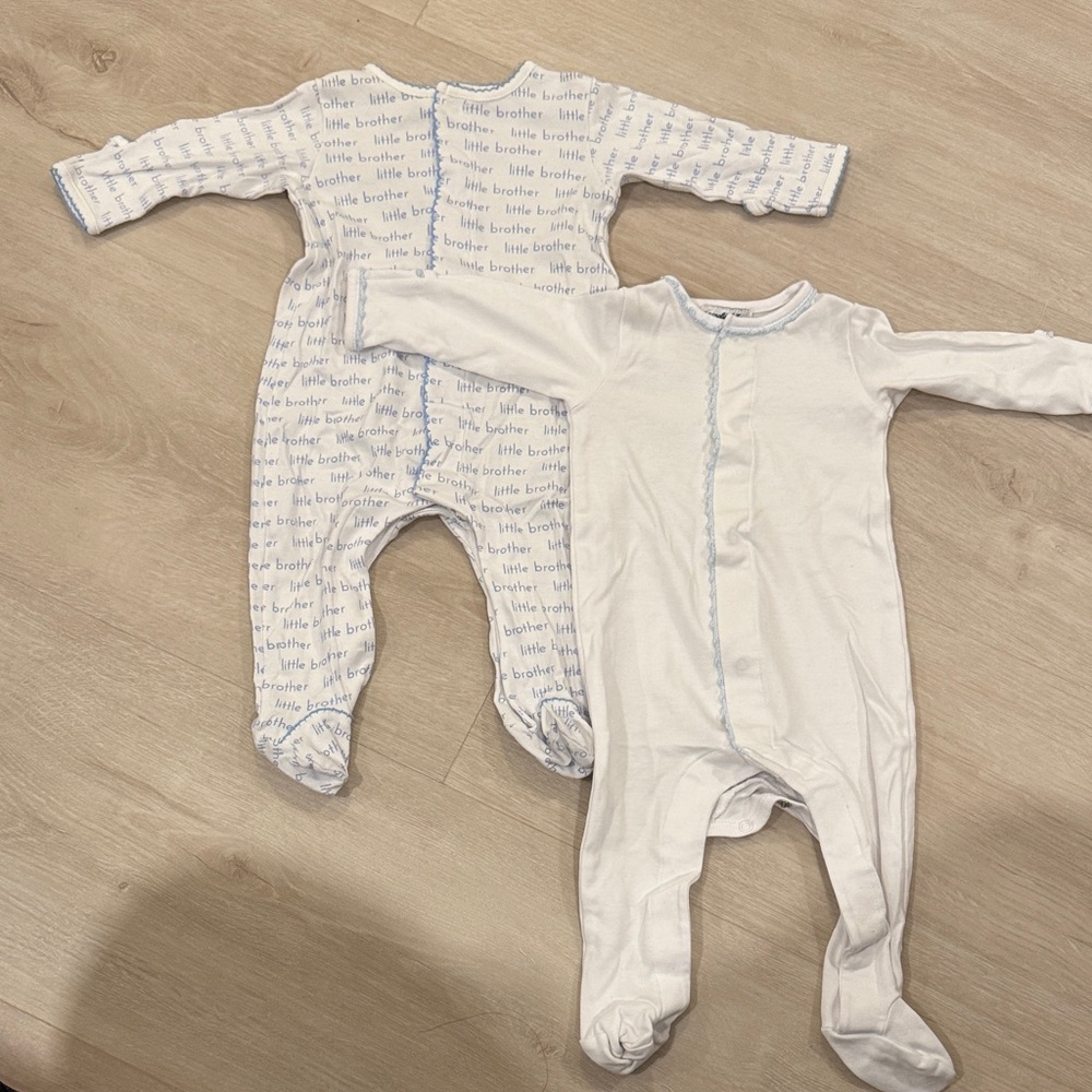 Magnolia White and Blue Baby Footies Set